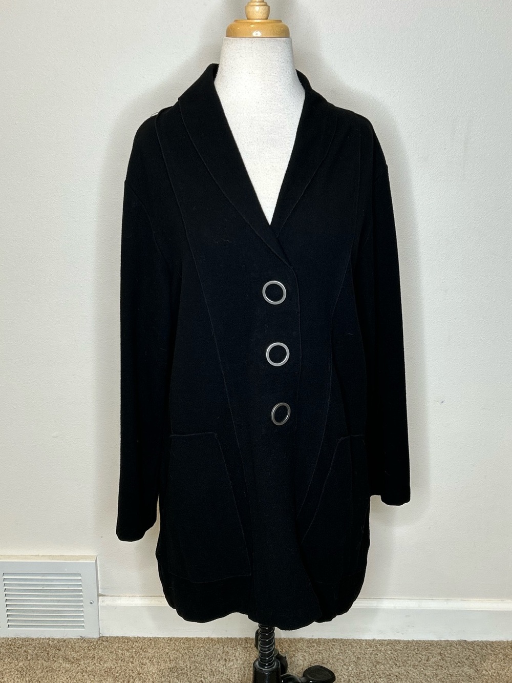 Habitat Black Long Cardigan with Statement Buttons Size L